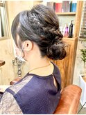 結婚式 二次会 パーティー お呼ばれヘアセット ダウンシニヨン