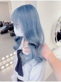 上級者向け!くすみ水色カラー*