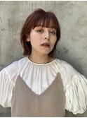 切りっぱなしボブ×ゆるふわヘア×くびれ巻き×オレンジカラー