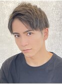 フェザーパーマ/グレーブルーカラー/刈り上げショートパンク