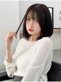 色っぽボブ/イメチェン/薄め前髪/暗め透明感カラー/20代/30代