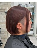ツーブロックボブピンクブラウンカラーブリーチ