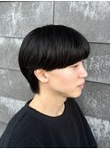 メンズカットシースルーマッシュウルフショートネープ韓国ヘアー