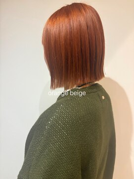 アンジュールテラス(UNJOUR TERRACE) オレンジベージュ×ぱっつんボブ