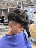 極道パーママンバンヘアスペインカールダークアッシュマッシュ