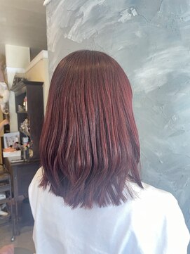 ヘアメイクエコー hair make echo 赤カラー