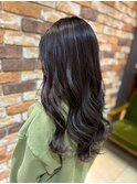 ハイライトグレーベージュレイヤーロング前髪黒髪【草加店】