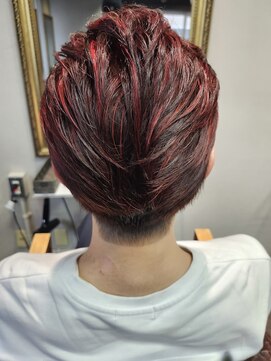アクロス ヘアー デザイン 蒲田東口(across hairdesign) ツーブロックX赤メッシュ