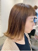 切りっぱなしロングボブ　エンドカラー◎30代40代50代