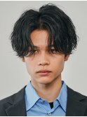 渋谷ニュアンスパーマメンズカットルーズパーマセンターパート