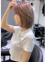 オールヘア(ALL HAIR) 【岡山駅/ダブルカラー】タッセルボブ×ペールピンク