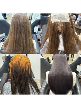 ノイル(Noil) ブリーチ3回履歴ブリーチリタッチカラー縮毛矯正同時施術