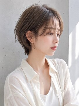 ノア 三宮店(NOA) 【NOA】丸みショート×シアーグレージュ｜耳かけショートボブ