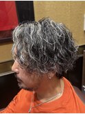 シルバーメッシュ縦落ツイスパ/大宮/メンズカット/メンズパーマ