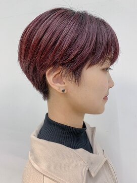 テトヘアー(teto hair) マッシュショート、ショートヘア、チェリーレッド