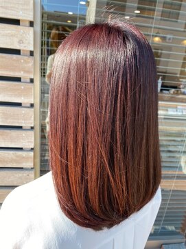 サロンドカスティーロ(salon de castillo) 大人可愛いピンクブラウン艶カラーセミロングストレート