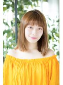 赤み消しカラーナチュラルヘア ミディアム 切りっぱなし