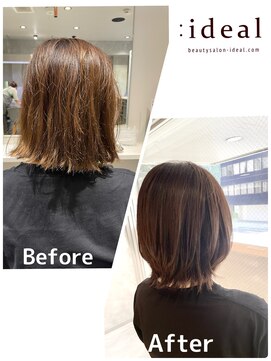 アイディール(:ideal) ワンレングスからくびれボブに【スタイルチェンジ】