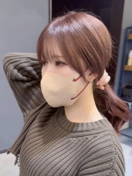 シェルハ(SHELHA) レイヤーカット サイドバングシースルーバング ピンクベージュ