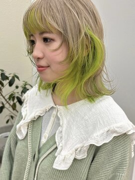 パークレーン アイス イヴェン(park lane ICI yeven) 20代顔周りレイヤーミルクティーベージュ　デザインカラー/akari