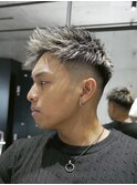 MEN'S/ハイライト×アップバングショート/短髪/スキンフェード