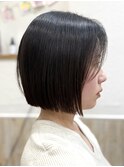 ボブカット顔まわりレイヤーダークグレーケアカラー
