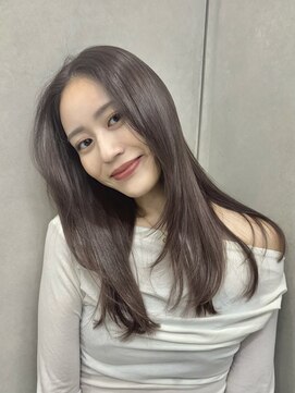 e12髪質改善ストレートココアグレージュ韓国レイヤーカット原宿