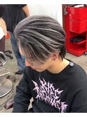 ホワイトシルバーグレーバレイヤージュツーブロセンターパート