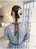 リボンを合わせた編みおろしアレンジ◎
