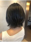 ナチュラルエアリー外ハネショートボブ 黒髪暗髪
