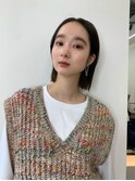 耳掛けロブ_くびれレイヤーベージュアッシュグレージュ