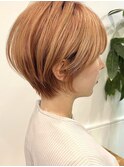 大人ラフウェーブ20代30代40代ボブブラウンショート顔周り
