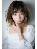 インナーカラーボブパーマゆるふわミディx北浦和10代20代30代!