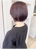福山市美容師求人スタッフ募集中ピンクブラウン丸みショートボブ