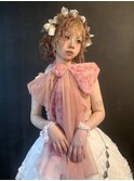 beige×pinkのブロックカラー☆