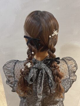 シュリット(schritt) ツイン編みおろし結婚式パーティヘアセット渋谷エジリ