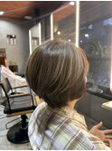 50代 ショート ハイライト 白髪ぼかし