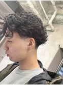 テーパーフェード オールバックパーマ