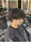 前上がりウルフ波巻きパーマ 福岡メンズパーマ