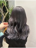 韓国ミディアムレイヤー巻き髪アレンジインナーカラー