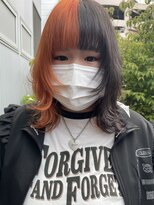 ツイギー 宮西店(TWiGGY) ミディアムウルフ×デザインカラー