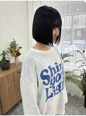 切りっぱなしボブ／アゴ下ライン／黒髪ボブ／10代20代30代