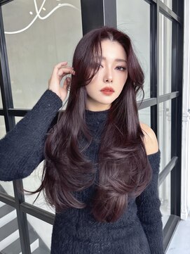 メゾンハル(Maison HALU) ボルドーブラウン×レイヤーカット