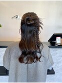 ハーフアップカチモリヘアアレンジヘアセット成人式結婚式ヘア