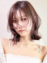ミディアム韓国ヘアおくれ毛美髪顔周りレイヤー_ba544131