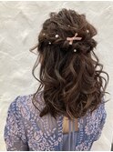 ハーフアップヘアアレンジハーフアップヘアセット結婚式ゲスト