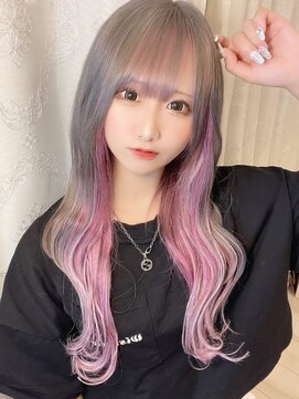 ドットハリス(.Hallis) グレージュ×ホワイトピンク/エクステ/20代30代