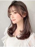 レイヤーカットチェリーブラウンデジタルパーマミニウルフ