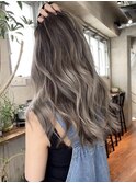 韓国ヘアグレージュカラーブリーチ無し髪質改善イヤリングカラー