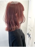 くびれレイヤー/ピンクカラー×ケアブリーチ×髪質改善